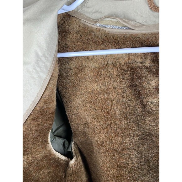 Vintage Men's Sz 36 Reg SEARS Outerwear Tan Over Coat With Zip Out Furry Lining - Picture 8 of 12